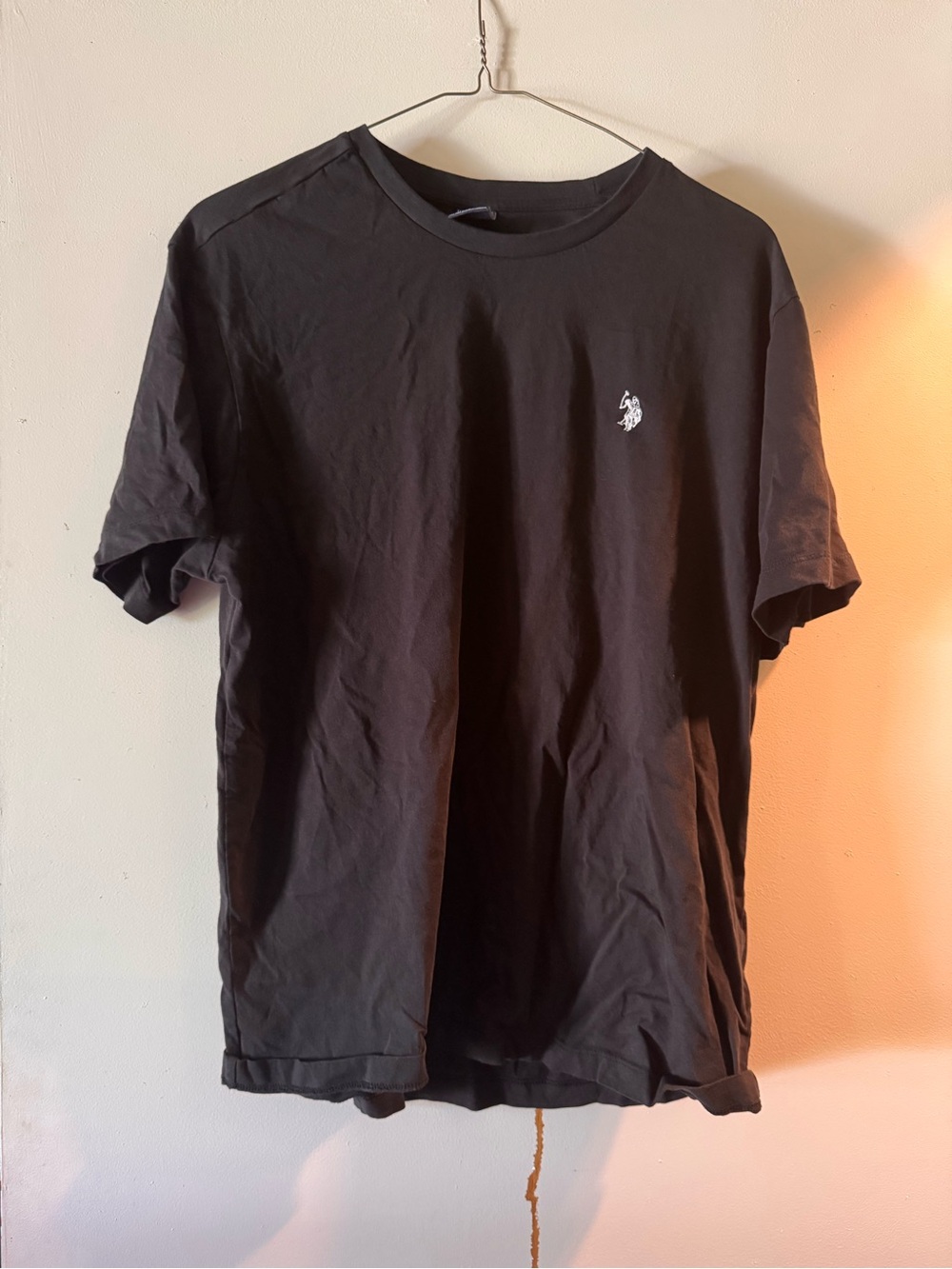 U.S. Polo Assn. Black Crewneck T-Shirt with White Logo